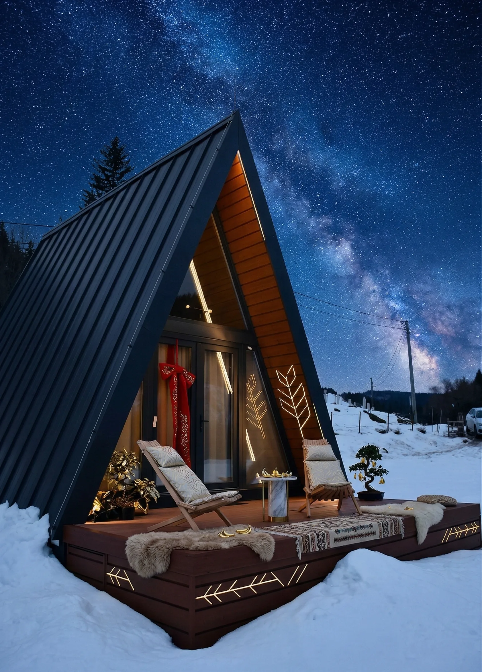 Luxury deck at A-frame chalet